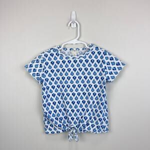 Crewcuts Blue Floral Tie Front T-Shirt S 6-7